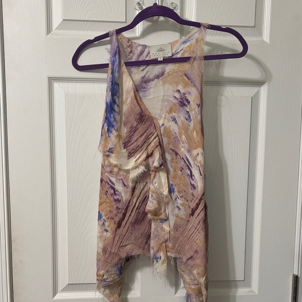 Madison Marcus Purple and Tan Asymmetrical Tank Top
